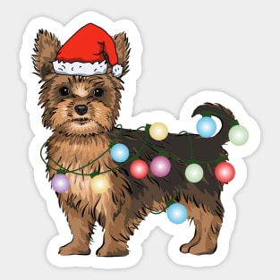 Yorkie Christmas Lights Sticker